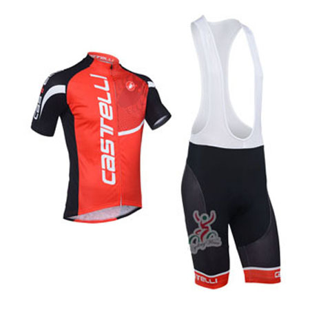 2013 Team Castelli Pro Riding Clothing Cycle Jersey and Bib Shorts Red ...