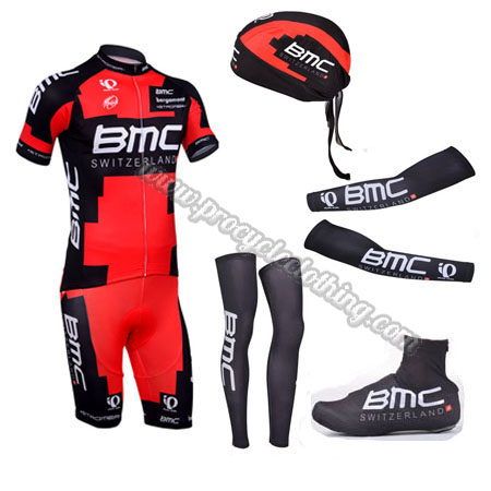 2013 Team BMC Pro Bike Clothing Set Cycle Jersey and Padded Shorts+Bandana+Arm Warmers+Leg 